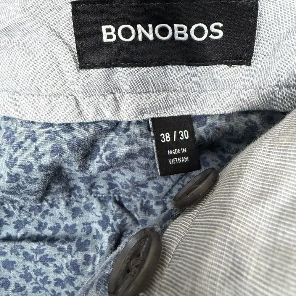 Bonobos Stretch Chinos Mens 38x30 Washed Gray Khaki Cotton Slim Fit Pants Work